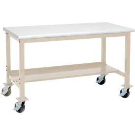 GLOBAL EQUIPMENT Mobile Production Workbench w/ ESD Safety Edge Top, 72"W x 36"D, Tan 253994TN